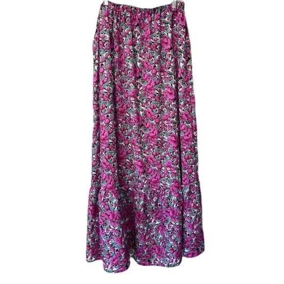 Shein Curve Floral Smocked High Slit Ruffle Hem Skirt Set Sz 1XL - Picture 7 of 12